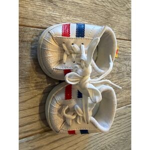 Build A Bear Sneakers Plush Toy BABW White Red Blue Striped Shell Toe Shoes